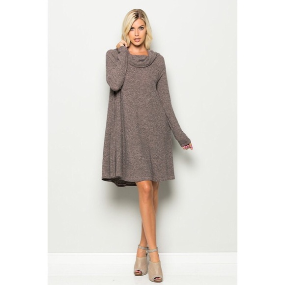 >BUY2/1FREE< Versatile Taupe Ribbed Dress - Picture 2 of 4