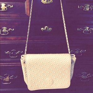 Tory Burch PaleApricot Marion Quilted Shoulder Bag