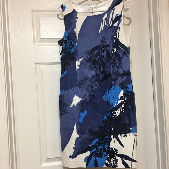 Tahari blue and white dress