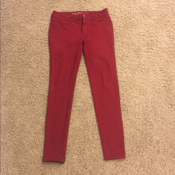 Deep Red American Eagle Jeggings