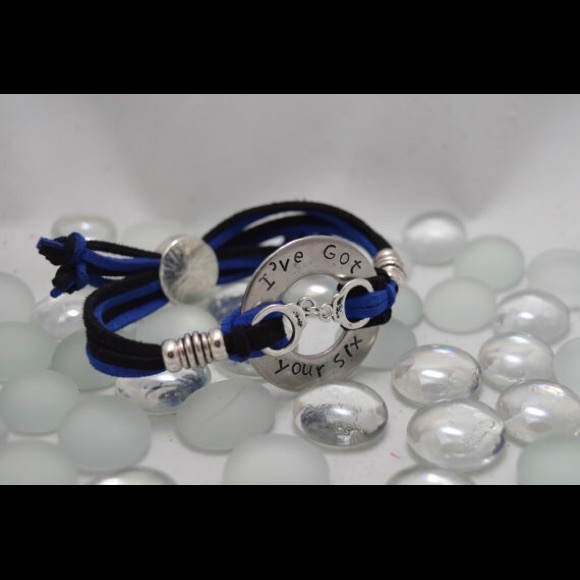 I've Got Your Six, Hand Stamped Washer Bracelet