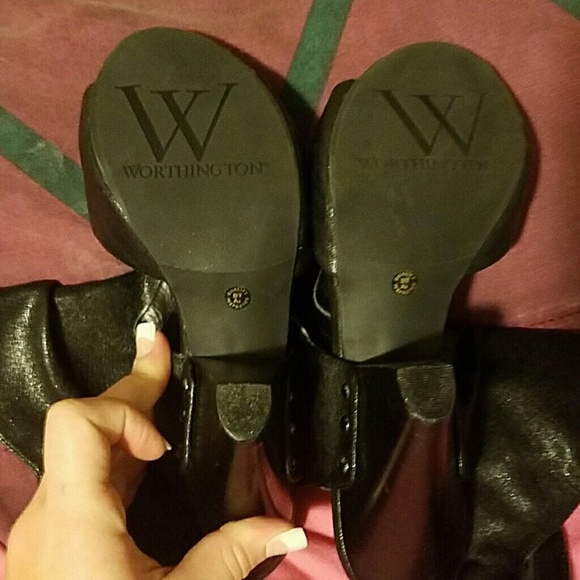 Worthington black ankle high open heel/toe heels - Picture 2 of 3