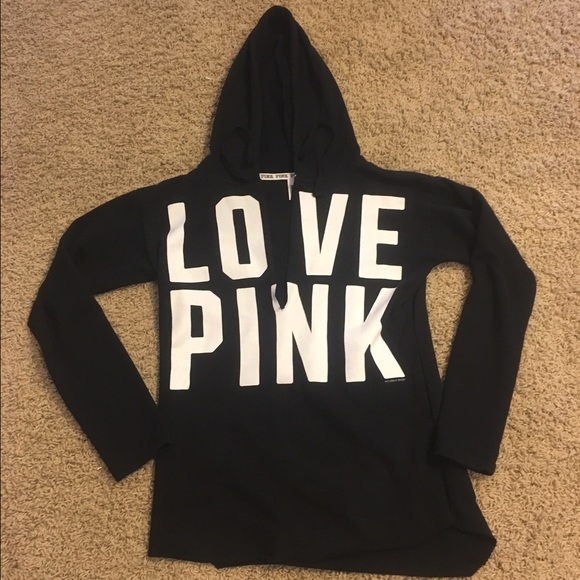 Black "LOVE PINK" V-Neck Pullover
