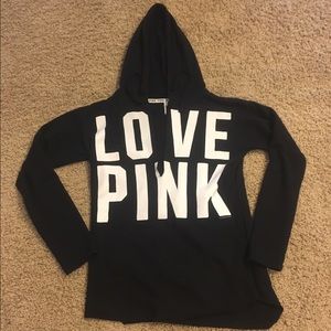 Black "LOVE PINK" V-Neck Pullover