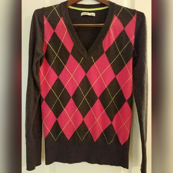 Hot Pink Argyle Sweater