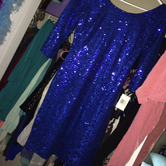 Blue sequined dress party dress