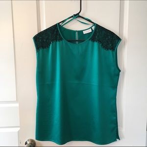 New York and Company- Lace Trimmed Top
