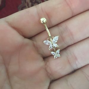 14K Gold Hanging Butterfly Bellyring