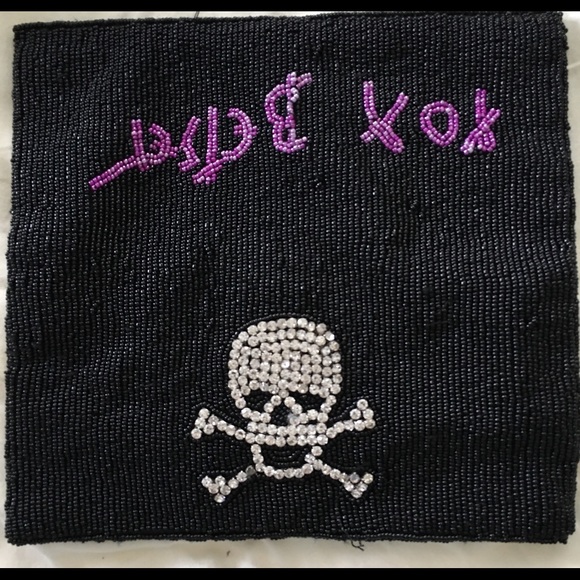 Betsey Johnson fold over beaded skull clutch - Picture 3 of 4