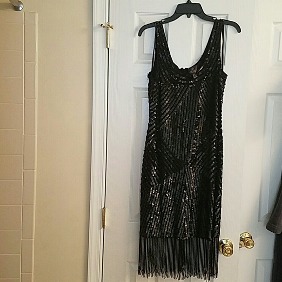 Adrianna Papell sequin and beaded fringe dress