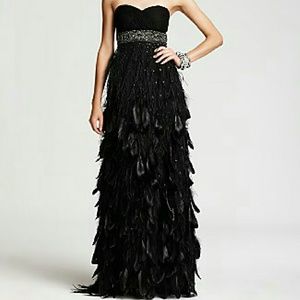 Sue Wong Goegeous Black Feather Gatsby Gown
