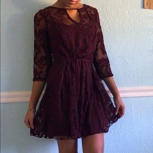 Burgundy lace dress