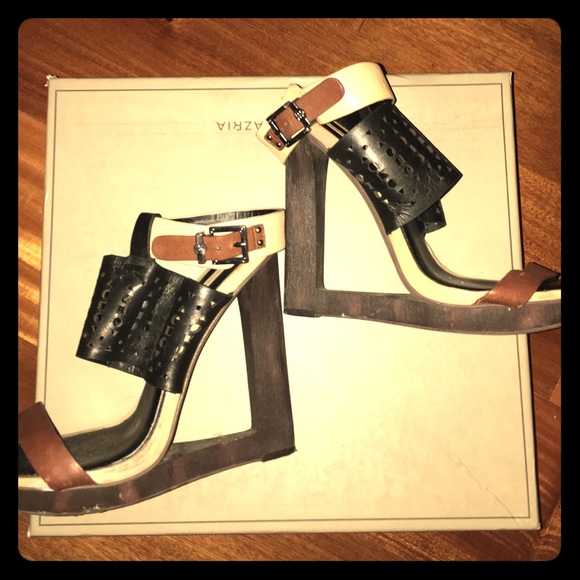 BCBG Maxaxria Meteur Cutout Wooden-Wedge Sandal