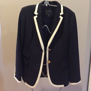 Jcrew hacking navy and white wool blazer