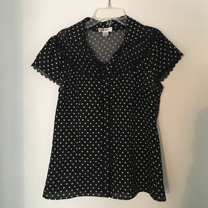 LOFT black and white polka dot blouse
