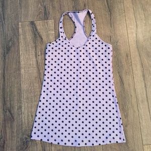 Purple with black polka dots size 6.