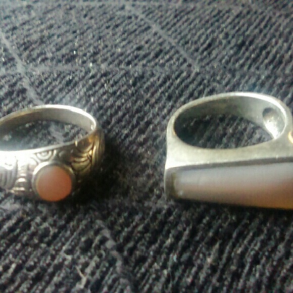2- vtg sterling silver mop rings