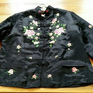 Vintage Chinese satin coat. "Red Clouds" brand.