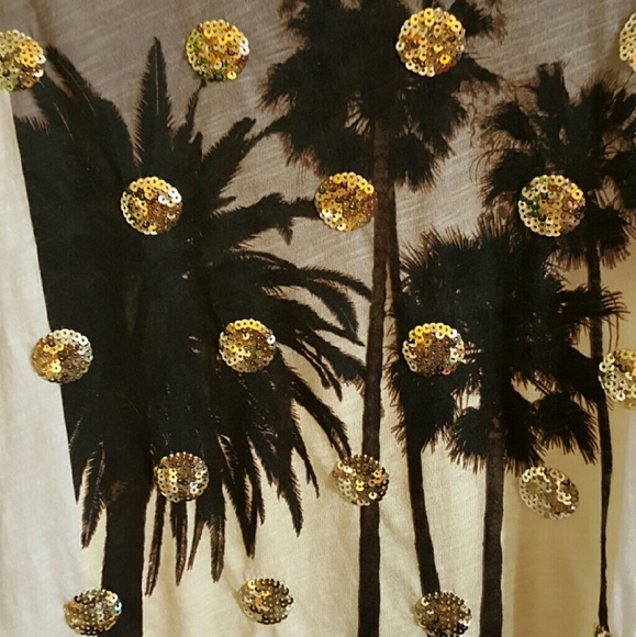 RARE/HTF BLACK GOLD BLING DOTS TROPICAL TEE SHIRT - Picture 1 of 4