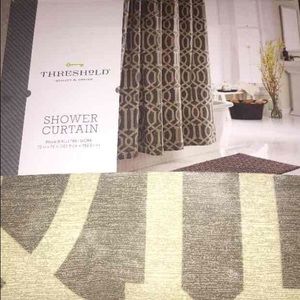 Threshold brown and tan shower curtain