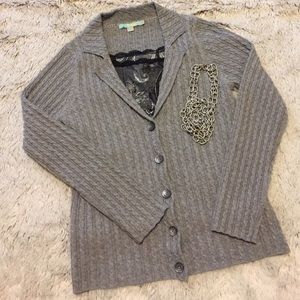 Boden- Collared Cable Knit Cardigan