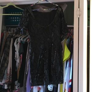 Black Sequin Mini Dress