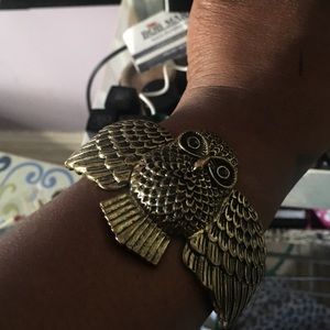 Bronze owl statement bracelet