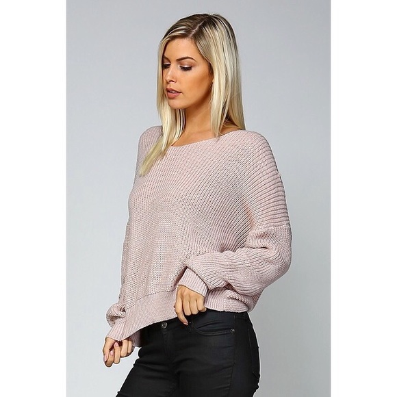 Mauve Low Back Ribbed Sweater - Picture 2 of 2