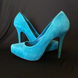 heels /suede blue/  worn once/ great condition