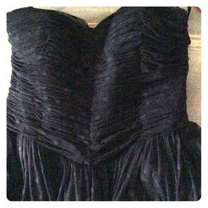 Full length black strapless dress