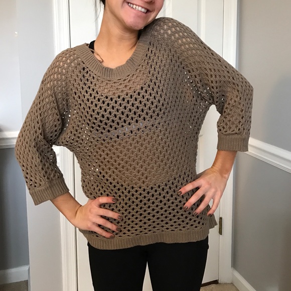 Brown Open Knit Sweater