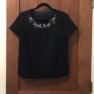 J. Crew navy beaded blouse