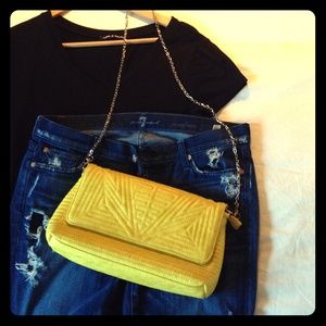 Bright yellow textured cross-body purse