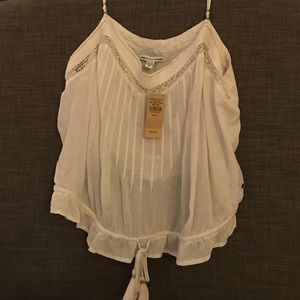 American Eagle crop pin-tucked top