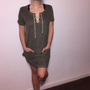 Suede Lace-up Dress