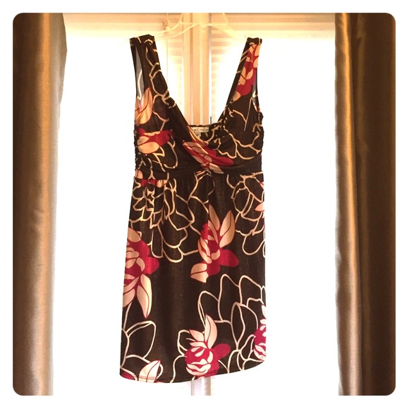 Brown and pink floral tunic