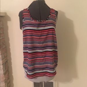 Striped Sleeveless Racerback Blouse