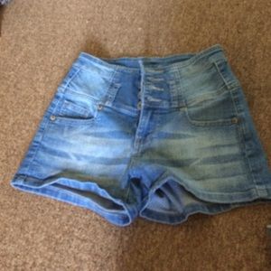 High waisted jean shorts