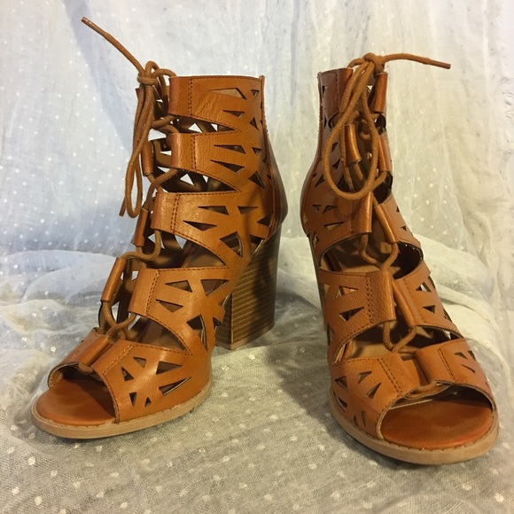 Laser Cut Lace-Up Booties