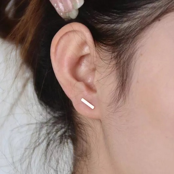 •Boutique• Tiny Bar Stud Earrings - Picture 4 of 4