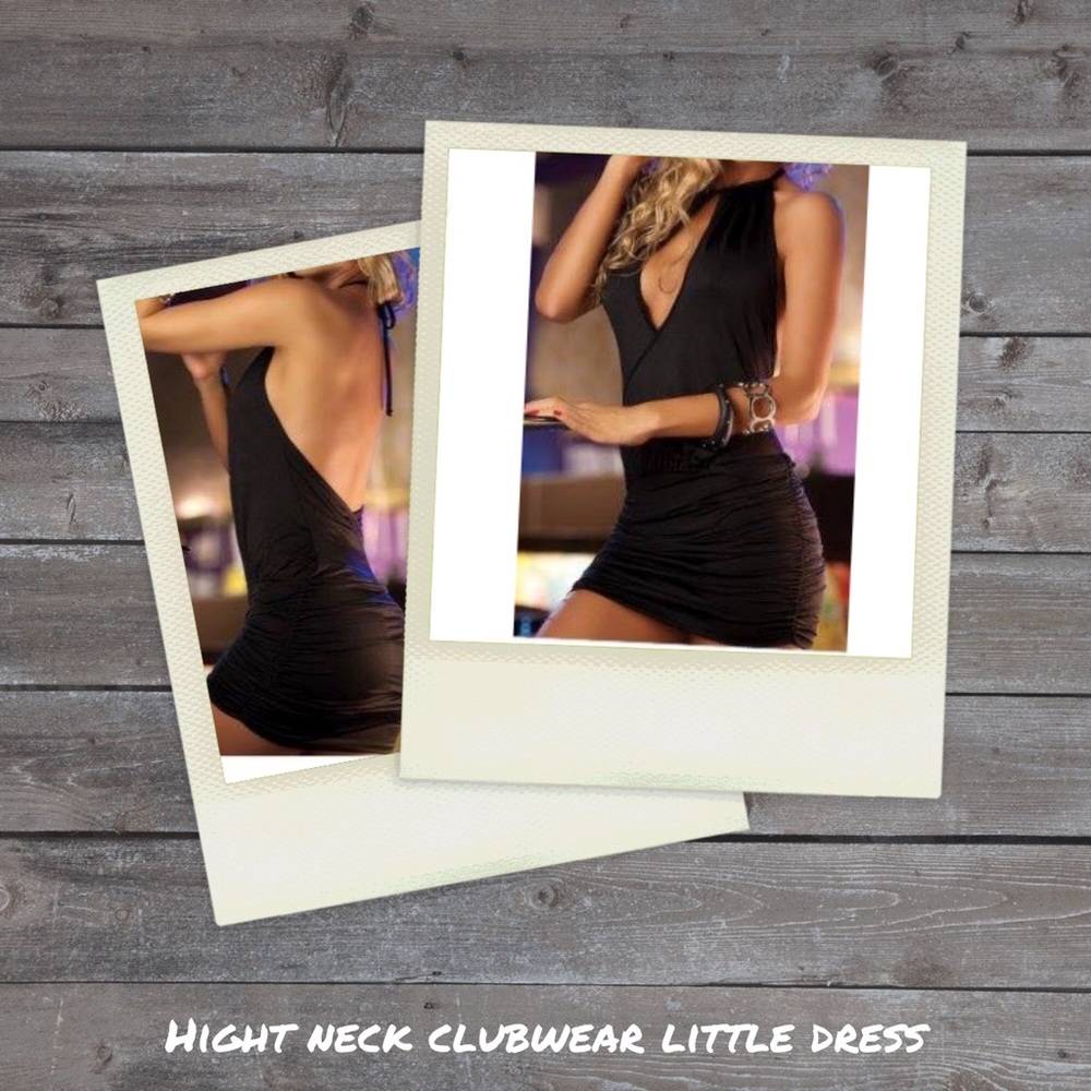 High-Neck Cocktail Dress With Front Cut-Out