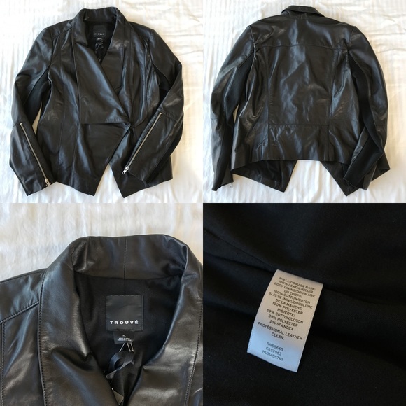 Trouve Drape Collar Leather Jacket - Picture 2 of 3