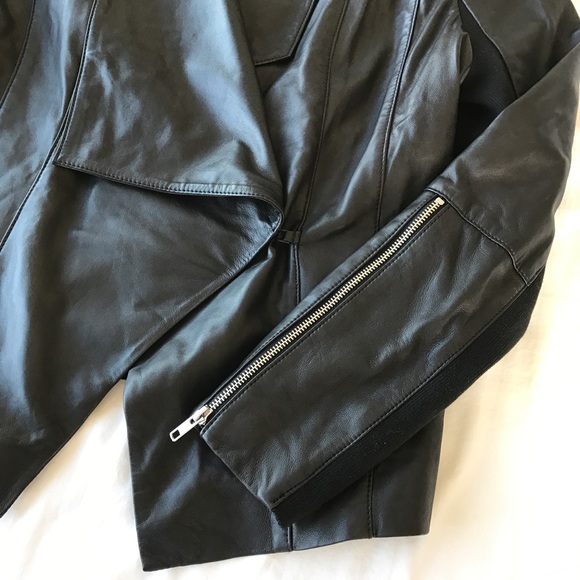 Trouve Drape Collar Leather Jacket - Picture 3 of 3