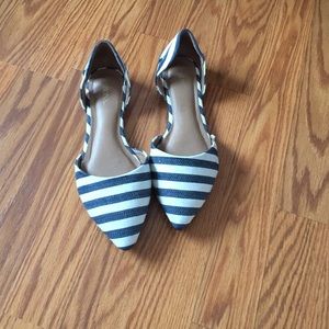 Navy striped flats