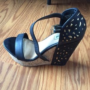 Black with gold inlay wedges