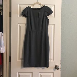 J-Crew Grey Flower Petal Sleeve Wool Dress