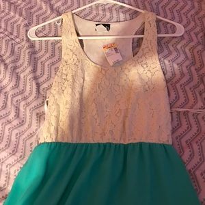 A deb cream/turquoise dress
