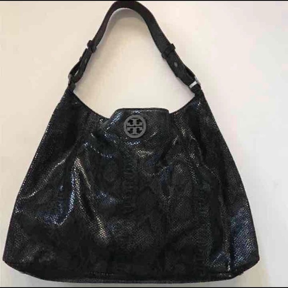 Tory burch snakeskin leather hobo bag