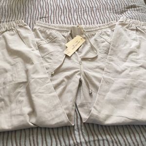 Beige linen/rayon comfortable pants