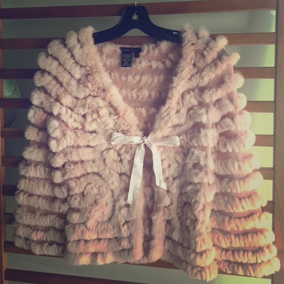 BCBG Genuine rabbit fur wrap jacket